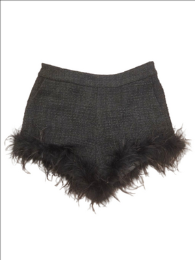 The Line & Dot Marci Ostrich Feather
 Shorts in Black 29"waist